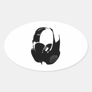 Pop Art Headphone Oval Sticker