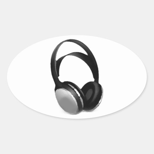 Pop Art Headphone Oval Sticker