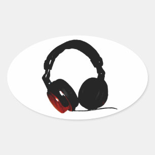 Pop Art Headphone Oval Sticker