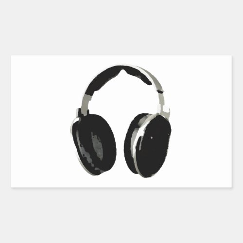 Pop Art Headphone Rectangular Sticker