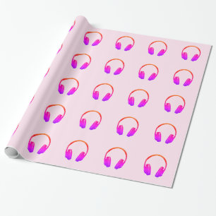 Pop Art Headphone Retro Vintage Style Wrapping Paper