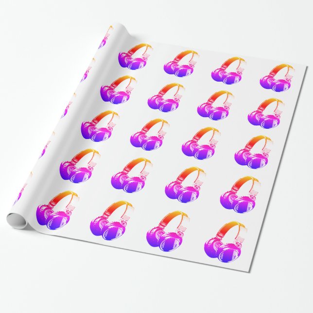 Pop Art Headphone Wrapping Paper (Unrolled)