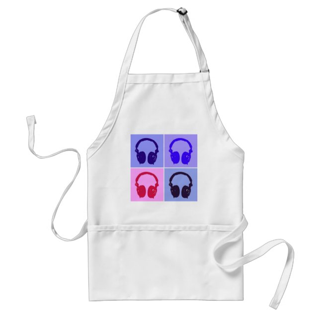 Pop Art Headphones Adult Apron (Front)