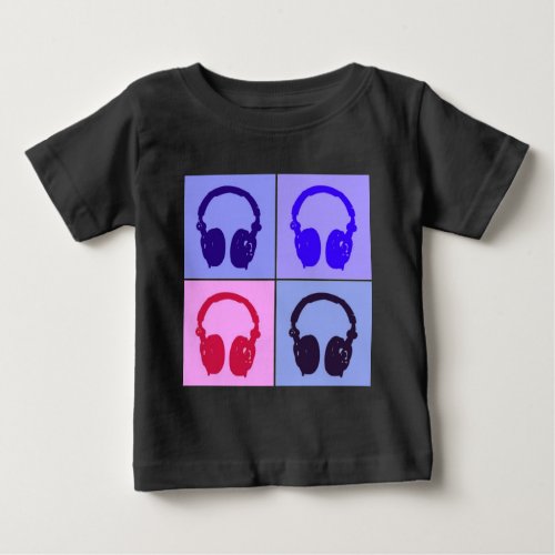 Pop Art Headphones Baby T_Shirt