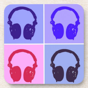 Pop Art Headphones Drink Coaster