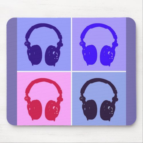 Pop Art Headphones Mouse Pad