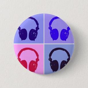 Pop Art Headphones Pinback Button