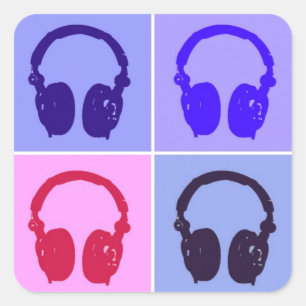 Pop Art Headphones Square Sticker