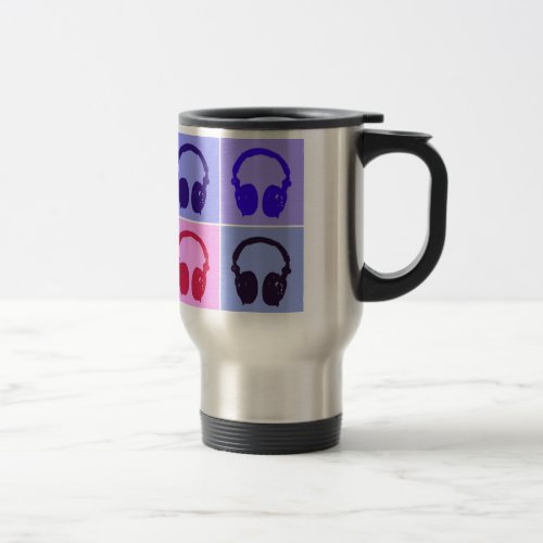 Pop Art Headphones Travel Mug