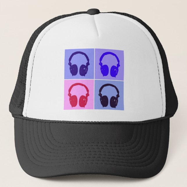 Pop Art Headphones Trucker Hat (Front)