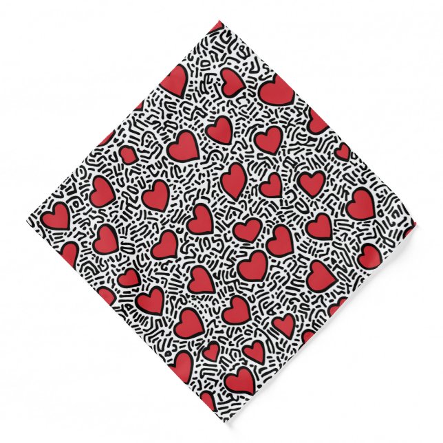 Pop Art Heart Pattern Bandana (Front)