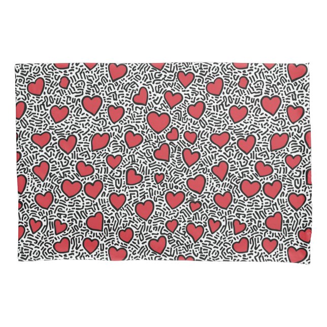 Pop Art Heart Pattern Pillow Case (Front)