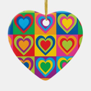 Pop Art Hearts Ceramic Ornament by Lisann52 at Zazzle
