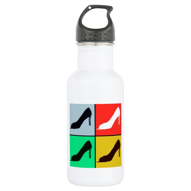 Pop Art High Heel Pumps Water Bottle (Front)