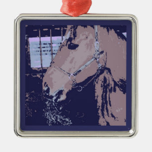 Pop Art Horse Metal Ornament