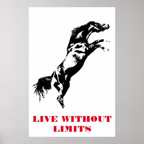 Pop Art Horse Motivational Artwork Black White Poster