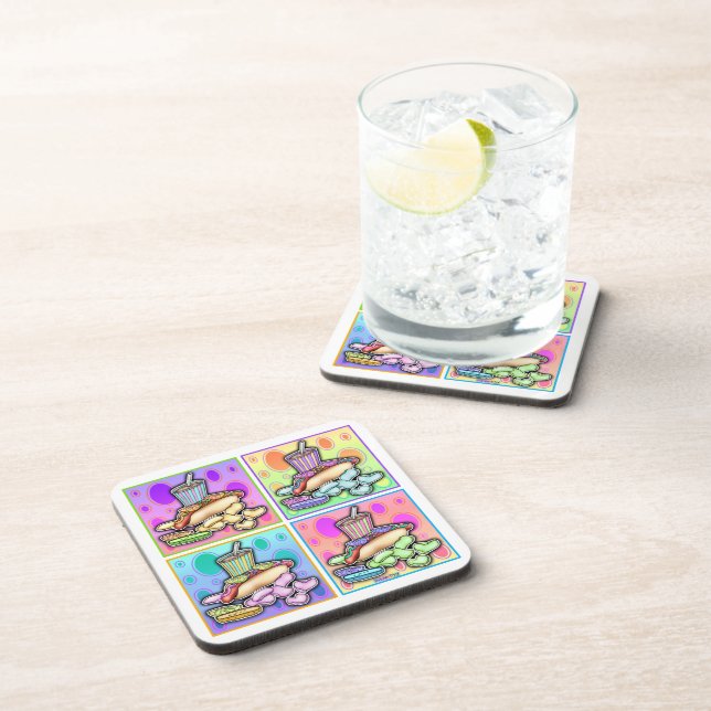 POP ART HOT DOGS BEVERAGE COASTER (Right Side)