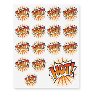Pop Art HOT! Text Design Temporary Tattoos