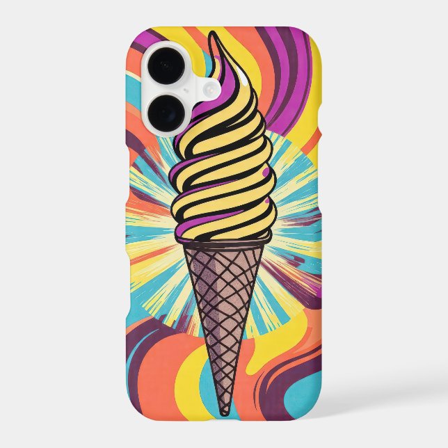 Pop Art Ice Cream Cone Psychedelic  iPhone Case (Back)