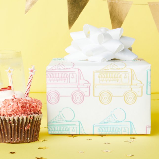 Pop Art Ice Cream Truck Rainbow Truck  Wrapping Paper (Birthday Party)