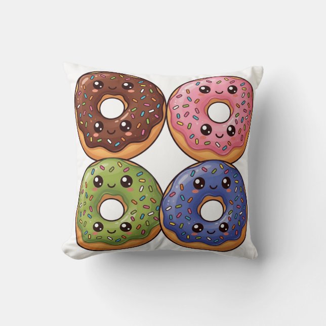 Pop Art Iced Donuts Kawaii Cushion Pillow (Front)