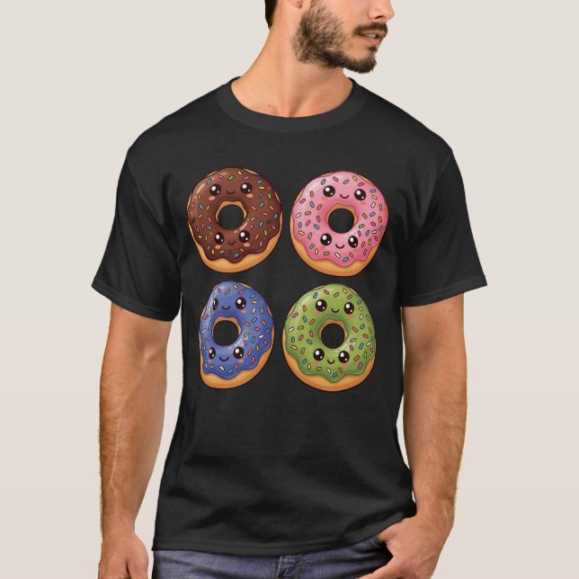 Pop Art Iced Donuts Kawaii T-Shirt (Front)