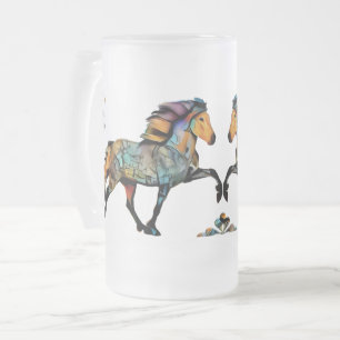 Pop Art Icelandic Horse Frosted Glass Beer Mug