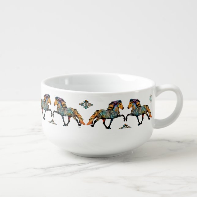 Pop Art Icelandic Horse  Soup Mug (Left)