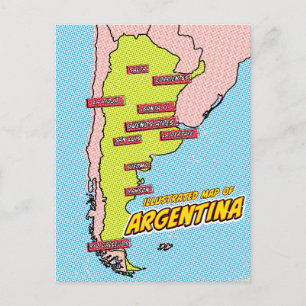 Pop Art Illustrated Argentina  Postcard