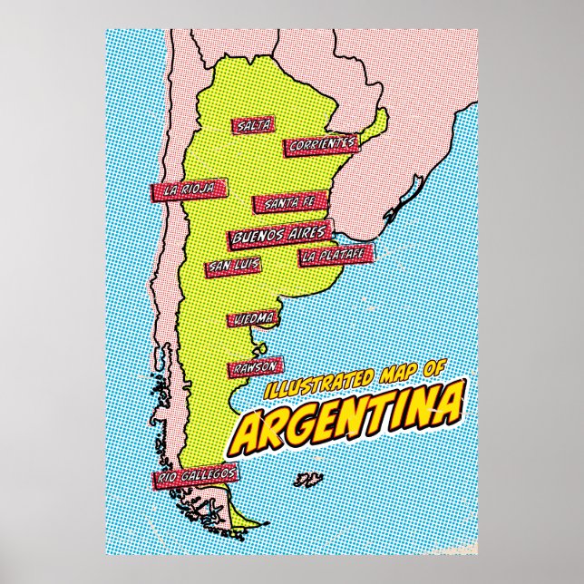 Pop Art Illustrated Argentina  Poster (Front)