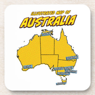 Pop Art Illustrated Australia  Beverage Coaster