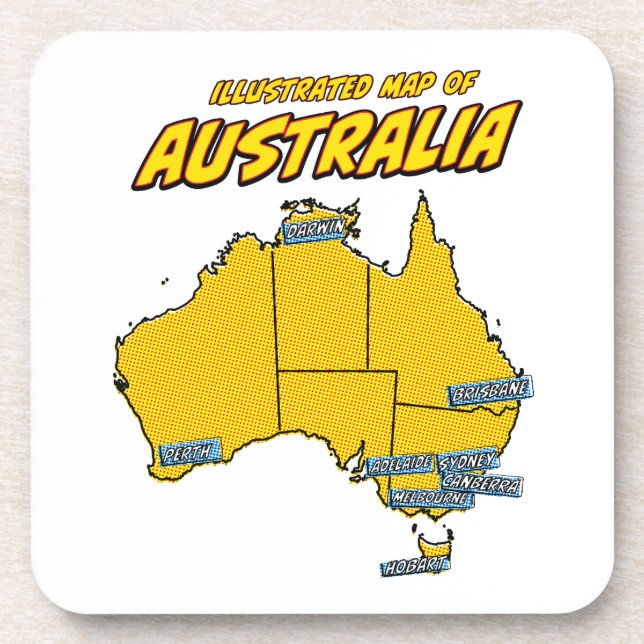 Pop Art Illustrated Australia  Beverage Coaster (Front)