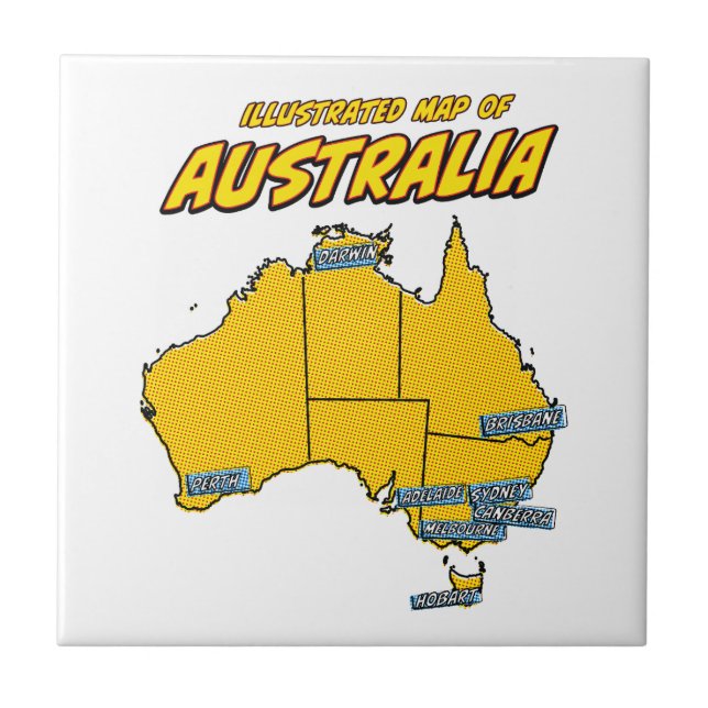 Pop Art Illustrated Australia  Ceramic Tile (Front)