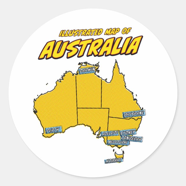 Pop Art Illustrated Australia  Classic Round Sticker (Front)