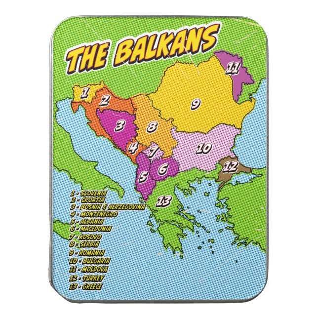 Pop Art Illustrated Balkans map Jigsaw Puzzle (Lid Vertical)