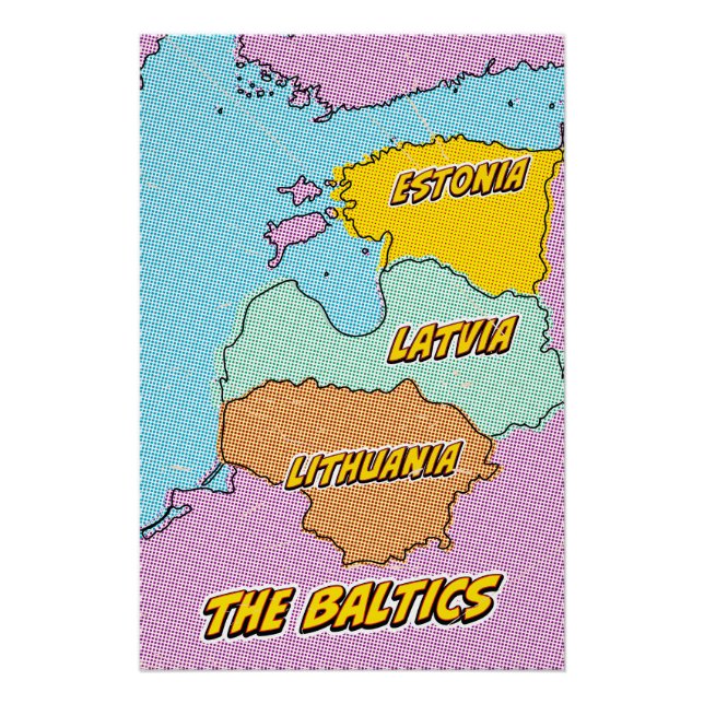 Pop Art Illustrated Baltic States map Poster (Front)