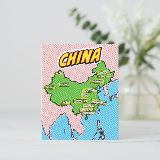 Pop Art Illustrated China map (Standing Front)
