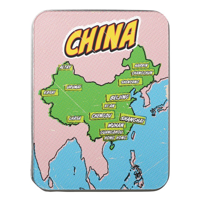 Pop Art Illustrated China map Jigsaw Puzzle (Lid Vertical)
