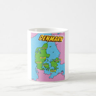 Pop Art Illustrated Denmark map Coffee Mug