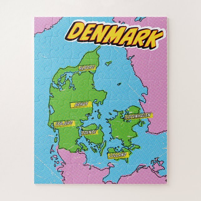 Pop Art Illustrated Denmark map Jigsaw Puzzle (Vertical)