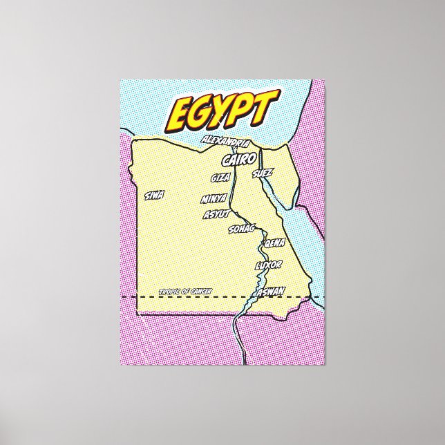 Pop Art Illustrated Egypt map Canvas Print (Front)
