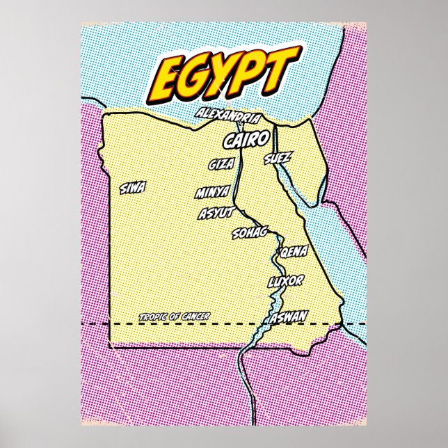 Pop Art Illustrated Egypt map Poster (Front)