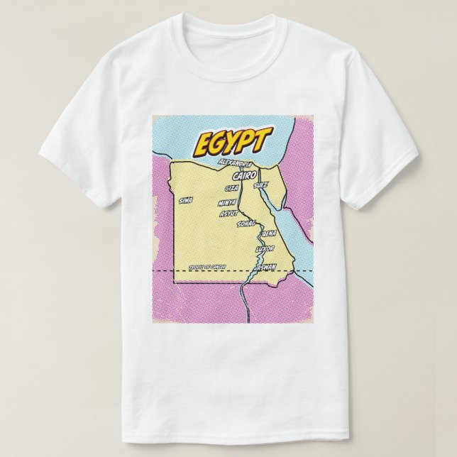 Pop Art Illustrated Egypt map T-Shirt (Design Front)