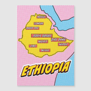 Pop Art Illustrated Ethiopia map