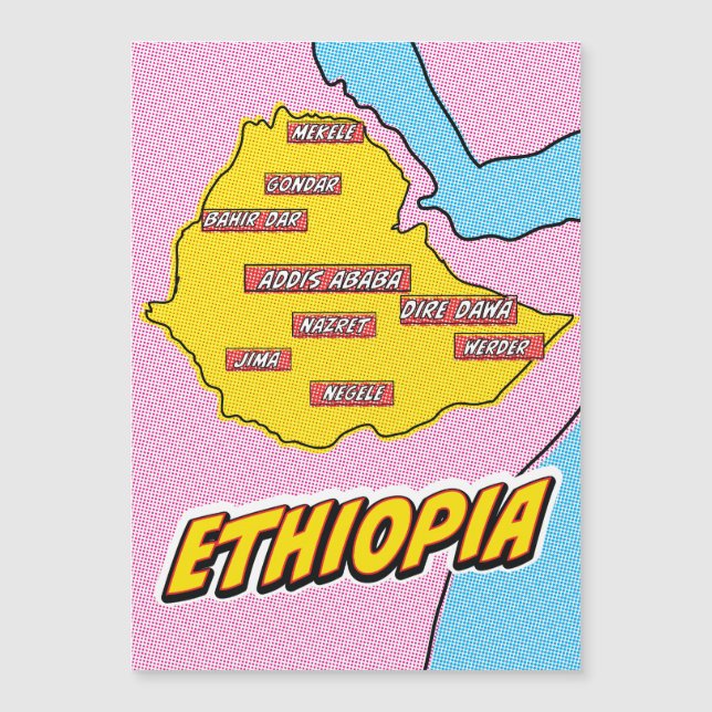 Pop Art Illustrated Ethiopia map (Front)