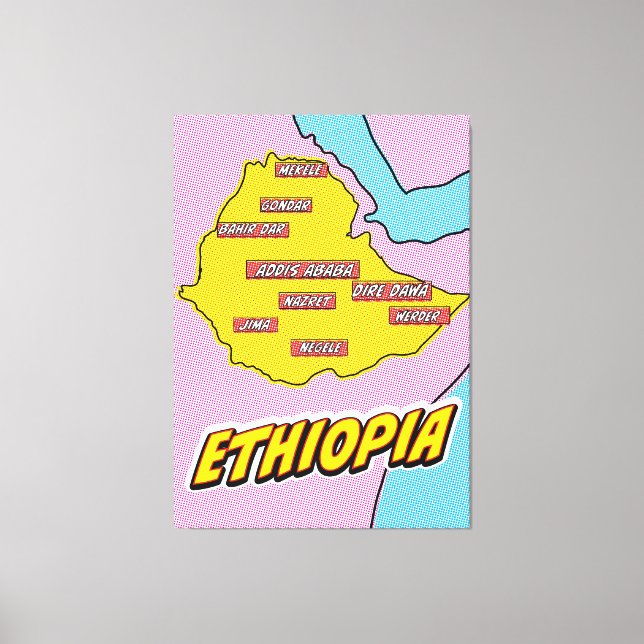 Pop Art Illustrated Ethiopia map Canvas Print (Front)