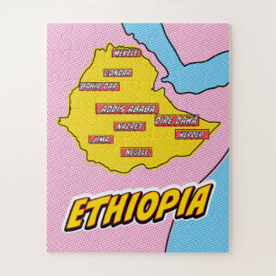 Pop Art Illustrated Ethiopia map Jigsaw Puzzle