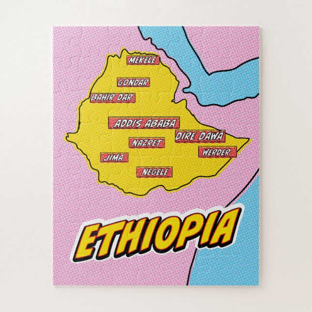 Pop Art Illustrated Ethiopia map Jigsaw Puzzle (Vertical)