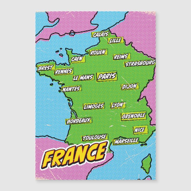 Pop Art Illustrated France map (Front)