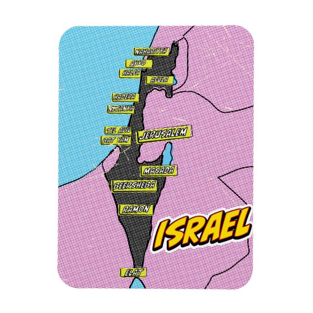 Pop Art Illustrated Israel map Magnet (Vertical)